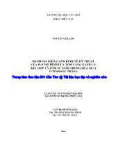 Đánh giá khía cạnh kinh tế-kỹ thuật của hai mô hình lúa-tôm càng xanh-cá kết hợp và tôm sú nuôi trong mùa mưa ở tỉnh Sóc Trăng
