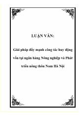 Giải pháp đẩy mạnh công tác huy động vốn tại ngân hàng Nông nghiệp và Phát triển nông thôn Nam Hà Nội