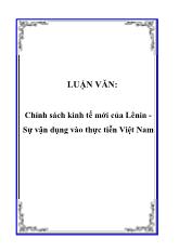Luận văn Chính sách kinh tế mới của Lênin Sự vận dụng vào thực tiễn Việt Nam
