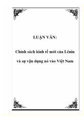 Luận văn Chính sách kinh tế mới của Lênin và sự vận dụng nó vào Việt Nam