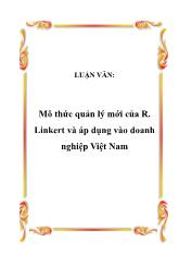 Luận văn Mô thức quản lý mới của R. Linkert và áp dụng vào doanh nghiệp Việt Nam