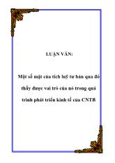 Luận văn Một số mặt của tích luỹ tư bản qua đó thấy được vai trò của nó trong quá trình phát triển kinh tế của Chủ nghĩa tư bản