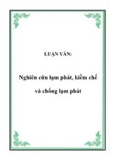 Luận văn Nghiên cứu lạm phát, kiềm chế và chống lạm phát