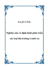 Luận văn Nghiên cứu và định hình phát triển các loại thị trường ở nước ta