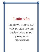Luận văn Nghiệp vụ hướng dẫn viên du lịch của chi nhánh công ty du lịch Hạ Long Quảng Ninh