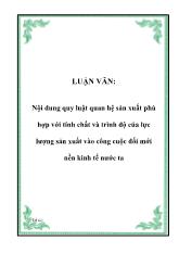 Luận văn Nội dung quy luật quan hệ sản xuất phù hợp với tính chất và trình độ của lực lượng sản xuất vào công cuộc đổi mới nền kinh tế nước ta