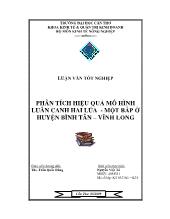 Phân tích hiệu quả mô hình luân canh hai lúa -Một bắp ở huyện Bình Tân –Vĩnh Long