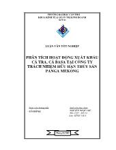Phân tích hoạt động xuất khẩu cá tra, cá basa tại công ty trách nhiệm hữu hạn thủy sản Panga Mekong