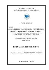 Quản lý rủi ro trong phương thức tín dụng chứng từ tại ngân hàng nông nghiệp và phát triển nông thôn Việt Nam