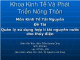 Quản lý sử dụng hợp lí tài nguyên nước cho thủy điện
