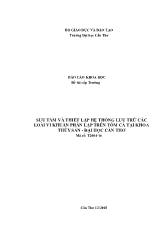 Sưu tầm và thiết lập hệ thống lưu trữ các loài vi khuẩn phân lập trên tôm cá tại khoa thủy sản - Đại học Cần Thơ