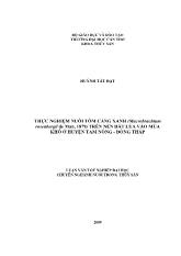 Thực nghiệm nuôi tôm càng xanh (macrobrachium rosenbergii de man, 1879) trên nền đất lúa vào mùa khô ở huyện Tam Nông - Đồng Tháp