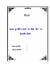 Đề tài Làm gì để tránh sai lầm khi ra quyết định
