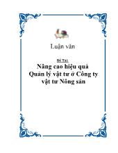 Đề tài Nâng cao hiệu quả Quản lý vật tư ở Công ty vật tư Nông sản