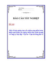 Luận văn Một số biện pháp chủ yếu nhằm góp phần hoàn thiện quá trình xây dựng chiến lược kinh doanh ở Công ty Xây lắp - Vật tư - Vận tải Sông Đà 12