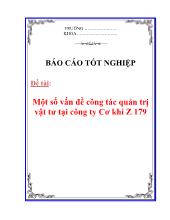 Luận văn Một số vấn đề công tác quản trị vật tư tại công ty Cơ khí Z 179