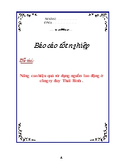 Luận văn Nâng cao hiệu quả sử dụng nguồn lao động ở công ty đay Thái Bình