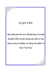 Luận văn Quy luật quan hệ sản xuất phù hợp với trình độ phát triển của lực lượng sản xuất và vận dụng trong sự nghiệp xây dựng chủ nghĩa xã hội ở Việt Nam