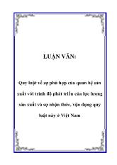 Luận văn Quy luật về sự phù hợp của quan hệ sản xuất với trình độ phát triển của lực lượng sản xuất và sự nhận thức, vận dụng quy luật này ở Việt Nam