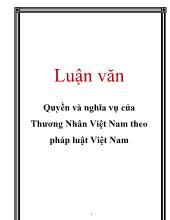 Luận văn Quyền và nghĩa vụ của Thương Nhân Việt Nam theo pháp luật Việt Nam