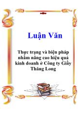 Luận văn Thực trạng và biện pháp nhằm nâng cao hiệu quả kinh doanh ở Công ty Giầy Thăng Long