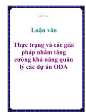 Luận văn Thực trạng và các giải pháp nhằm tăng cường khả năng quản lý các dự án ODA