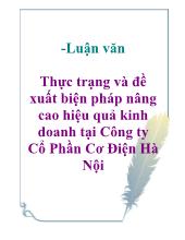 Luận văn Thực trạng và đề xuất biện pháp nâng cao hiệu quả kinh doanh tại Công ty Cổ Phần Cơ Điện Hà Nội