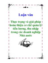 Luận văn Thực trạng và giải pháp hoàn thiện cơ chế quản lý tiền lương, thu nhập trong các doanh nghiệp Nhà nước