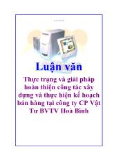 Luận văn Thực trạng và giải pháp hoàn thiện công tác xây dựng và thực hiện kế hoạch bán hàng tại công ty Cổ Phần Vật Tư Bảo Vệ Thực Vật Hoà Bình
