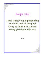 Luận văn Thực trạng và giải pháp nâng cao hiệu quả sử dụng vốn tại Công ty bánh kẹo Hải Hà trong giai đoạn hiện nay