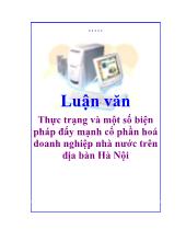 Luận văn Thực trạng và một số biện pháp đẩy mạnh cổ phần hoá doanh nghiệp nhà nước trên địa bàn Hà Nội