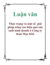 Luận văn Thực trạng và một số giải pháp nâng cao hiệu quả sản xuất kinh doanh ở Công ty than Mạo Khê