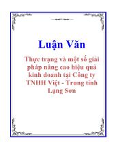 Luận văn Thực trạng và một số giải pháp nâng cao hiệu quả kinh doanh tại Công ty TNHH Việt - Trung tỉnh Lạng Sơn