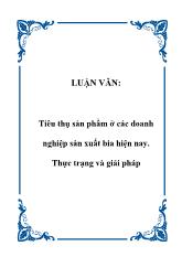 Luận văn Tiêu thụ sản phẩm ở các doanh nghiệp sản xuất bia hiện nay. Thực trạng và giải pháp
