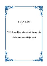 Luận văn Việc huy động vốn và sử dụng vốn thế nào cho có hiệu quả