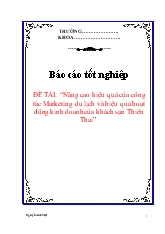 Nâng cao hiệu quả của công tác Marketing du lịch và hiệu quả hoạt động kinh doanh của khách sạn Thiên Thai
