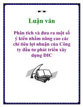 Phân tích và đưa ra một số ý kiến nhằm nâng cao các chỉ tiêu lợi nhuận của Công ty đầu tư phát triển xây dựng DIC