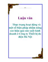 Thực trạng hoạt động và một số biện pháp nhằm nâng cao hiệu quả sản xuất kinh doanh ở Công ty Thiết bị đo điện Hà Nội