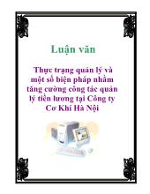 Thực trạng quản lý và một số biện pháp nhằm tăng cường công tác quản lý tiền lương tại Công ty Cơ Khí Hà Nội
