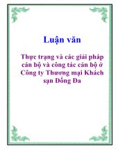 Thực trạng và các giải pháp cán bộ và công tác cán bộ ở Công ty Thương mại Khách sạn Đống Đa