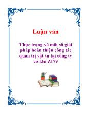 Thực trạng và một số giải pháp hoàn thiện công tác quản trị vật tư tại công ty cơ khí Z179