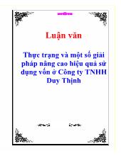 Thực trạng và một số giải pháp nâng cao hiệu quả sử dụng vốn ở Công ty TNHH Duy Thịnh