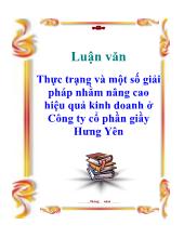 Thực trạng và một số giải pháp nhằm nâng cao hiệu quả kinh doanh ở Công ty cổ phần giầy Hưng Yên