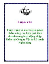 Thực trạng và một số giải pháp nhằm nâng cao hiệu quả kinh doanh trong hoạt động nhập khẩu tại Công ty Vật tư kỹ thuật Ngân hàng
