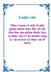 Thực trạng và một số giải pháp nhằm thúc đẩy tốc độ tiêu thụ sản phẩm thuốc bảo vệ thực vật ở Chi nhánh công ty vật tư bảo vệ thực vật II (HN)