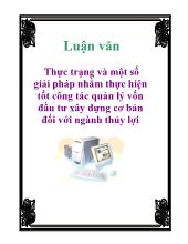 Thực trạng và một số giải pháp nhằm thực hiện tốt công tác quản lý vốn đầu tư xây dựng cơ bản đối với ngành thủy lợi