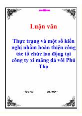 Thực trạng và một số kiến nghị nhằm hoàn thiện công tác tổ chức lao động tại công ty xi măng đá vôi Phú Thọ