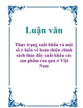 Thực trạng xuất khẩu và một số ý kiến về hoàn thiện chính sách thúc đẩy xuất khẩu các sản phẩm rau quả ở Việt Nam