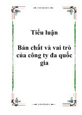 Tiểu luận Bản chất và vai trò của công ty đa quốc gia