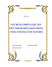 Xây dựng chiến lược xúc tiến cho dumex gold trong vòng 6 tháng cuối năm 2010
